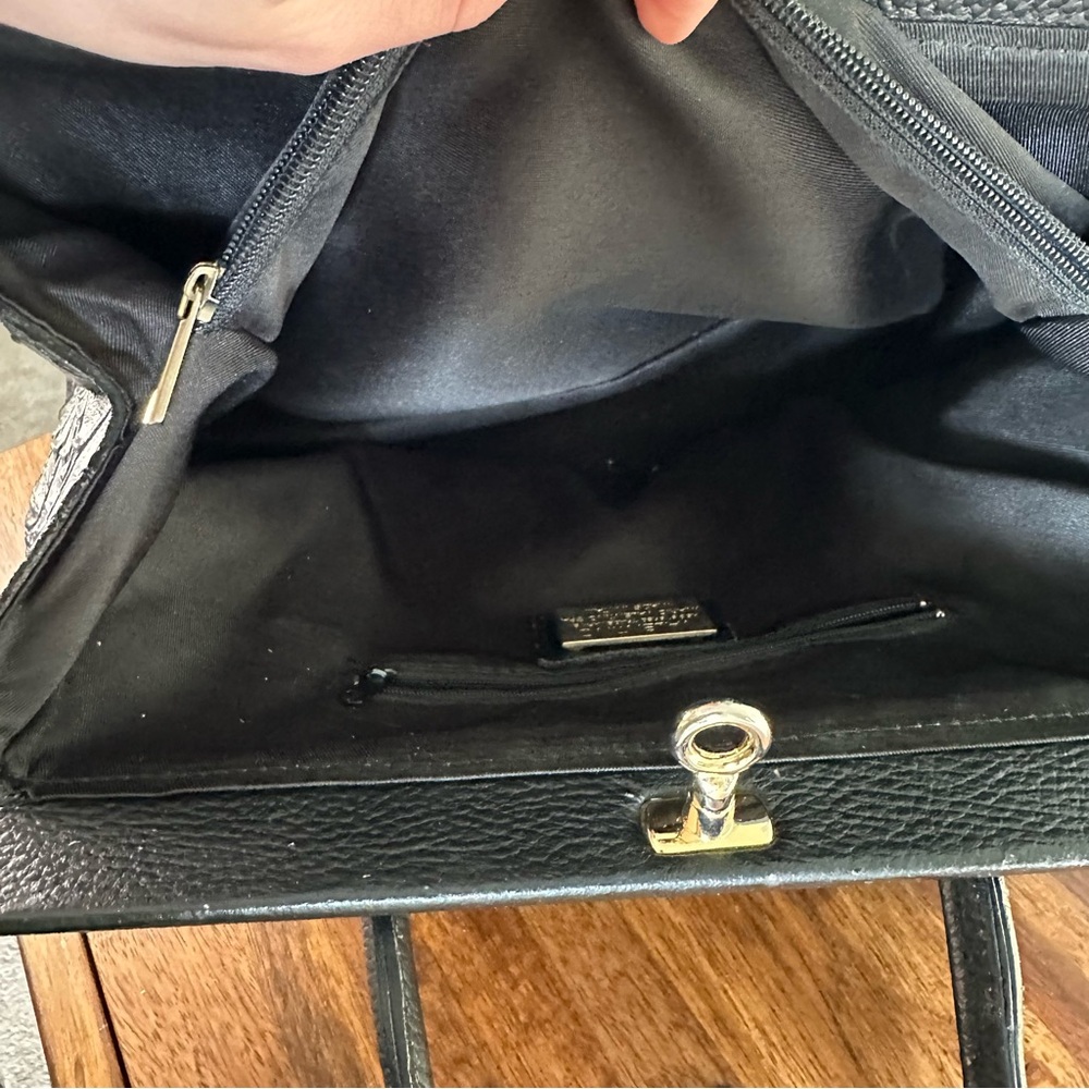 Valentino Black Leather Satchel with Gold color Hardware. - Picture 6 of 15